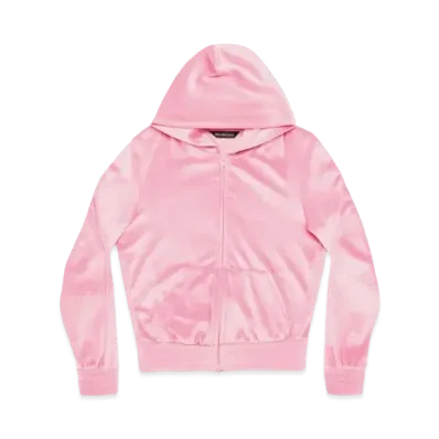 BALENCIAGA BB Paris Strass Zip Up Hoodie Fit "Pink"