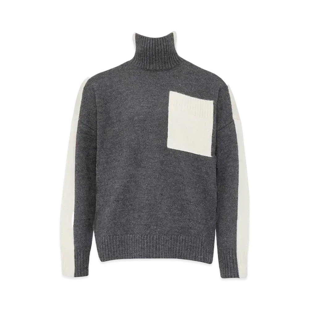 JW ANDERSON Bicolor Patch Pocket Turtleneck Sweater "Black"