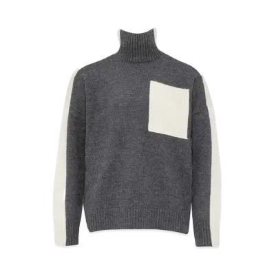 JW ANDERSON Bicolor Patch Pocket Turtleneck Sweater "Black"