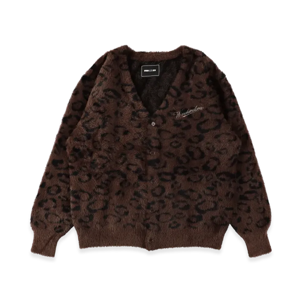 WIND AND SEA Shaggy Knit Cardigan "Leopard"