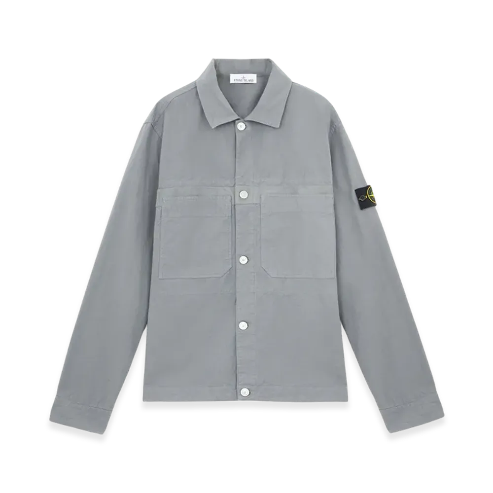 Stone Island 11412 Cotton Ripstop Overshirt with Button Fastening - 24FW "Green Grey"