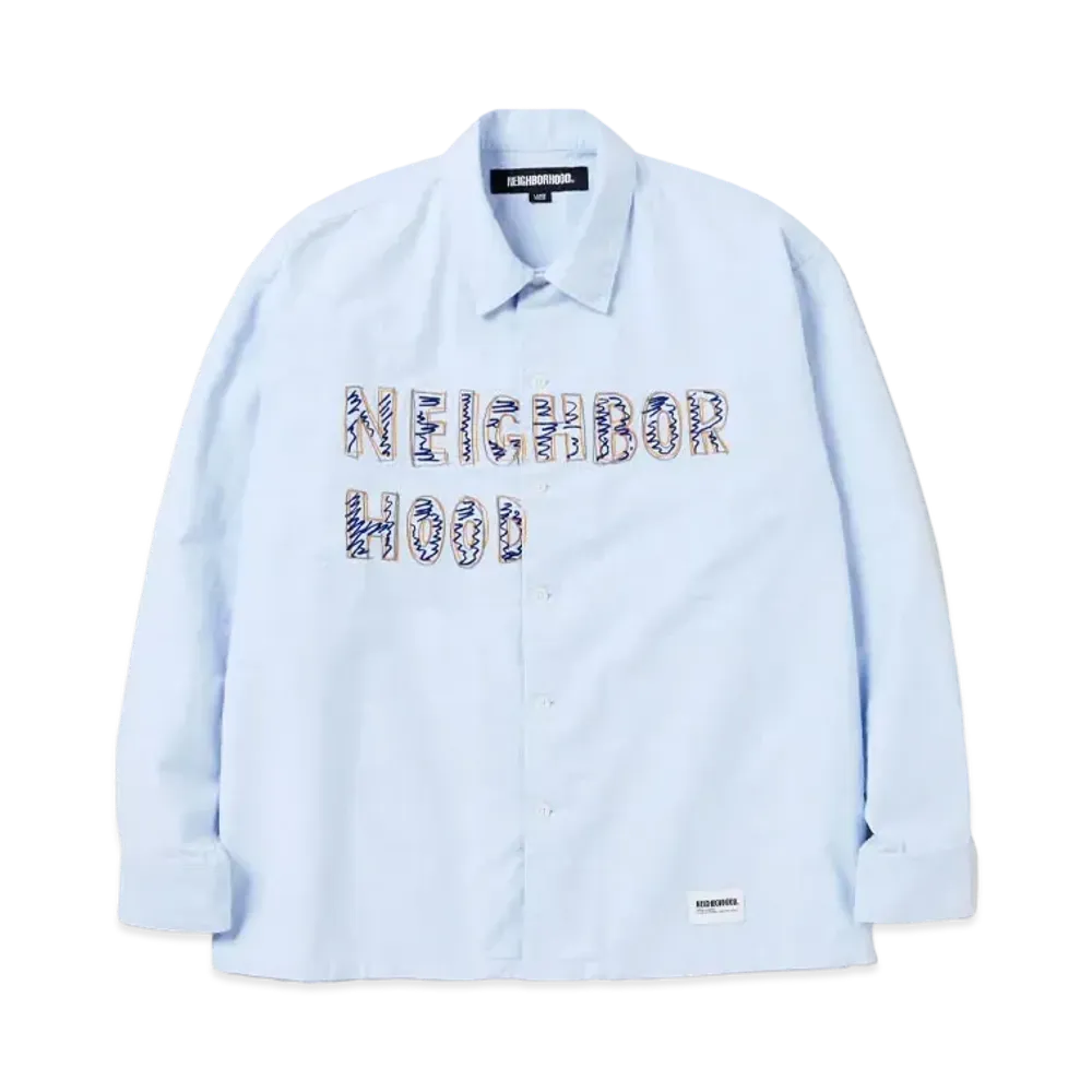 NEIGHBORHOOD Hand Drawing Embroidery Shirt LS "Blue"