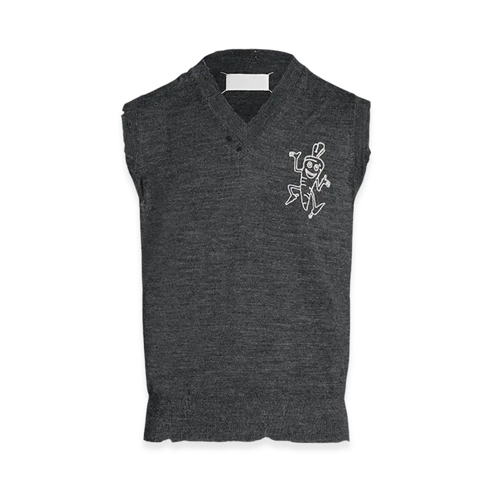 Maison Margiela Women's Embroidered Wool Vest "Dark Grey"