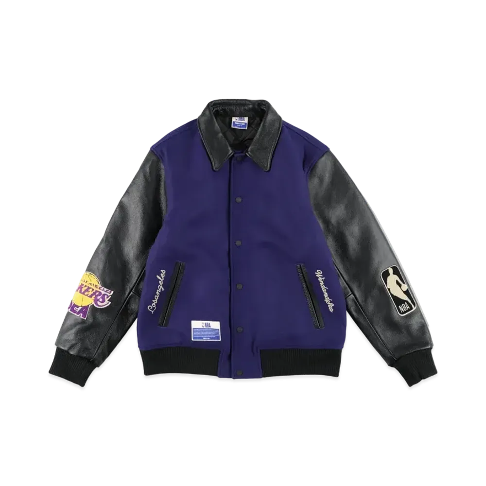 WIND AND SEA x NBA Leather Melton Jacket (Losangeles Lakers) "LAL"