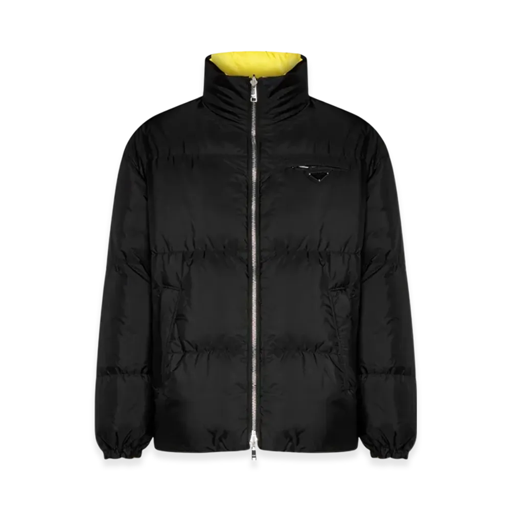 PRADA Mid Length Re-Nylon Reversible Down Jacket "Black/Yellow"