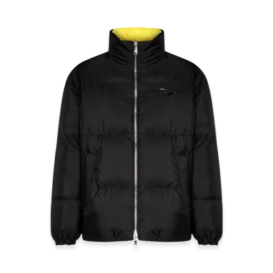 PRADA Mid Length Re-Nylon Reversible Down Jacket "Black/Yellow"