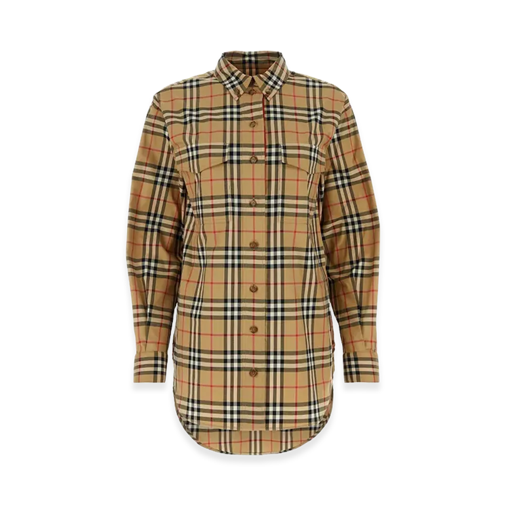 Burberry Women's Embroidered Stretch Cotton Shirt "Checked"
