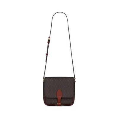 SAINT LAURENT Le Monogramme Medium Buckle Satchel In Monogram Canvas And Smooth Leather "Chestnut"