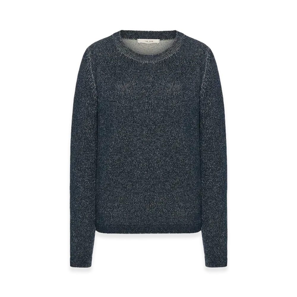 The Row Women's Lyse Cashmere Tops "Navy/Ecru"