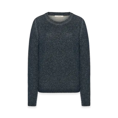 The Row Women's Lyse Cashmere Tops "Navy/Ecru"