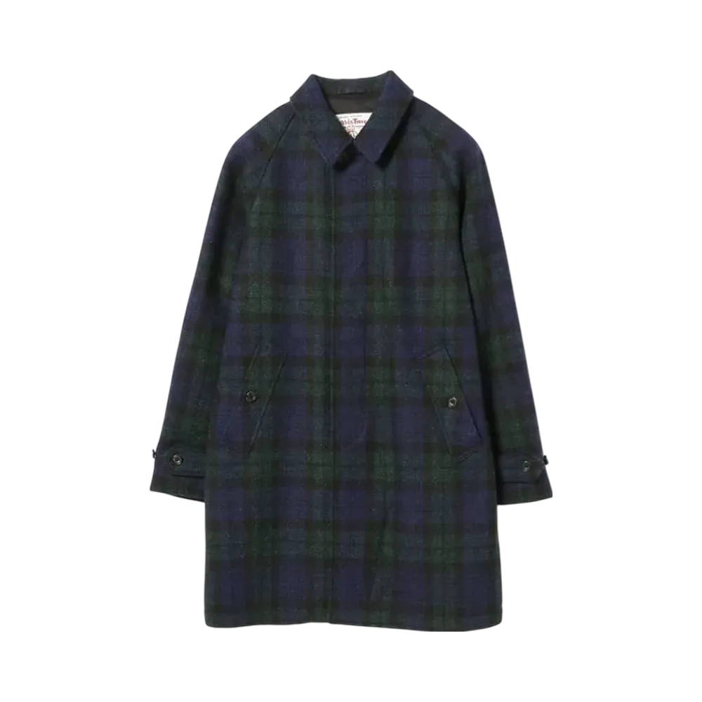 BEAMS Bal Collar Coat Harris Tweed "BlackWatch"
