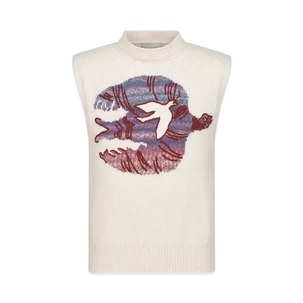 Dior Men's Dior and Hylton Nel Sweater Vest Cotton-Blend Intarsia "White"