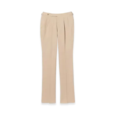 BEAMS Cotton Linen 2 Pleat Side Adjuster Slacks "Beige"