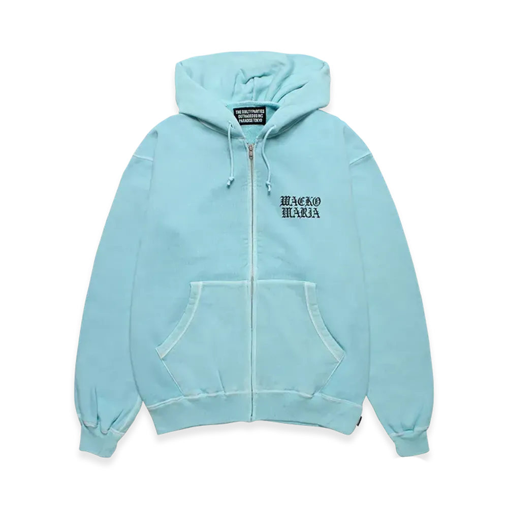 WACKO MARIA Death Row Records / Garment Dyed Zip Hooded Sweat Shirt "Blue"