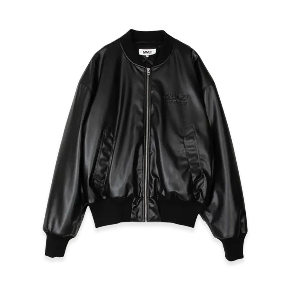 MM6 Maison Margiela Kaban Leather Bomber Jacket "Black"