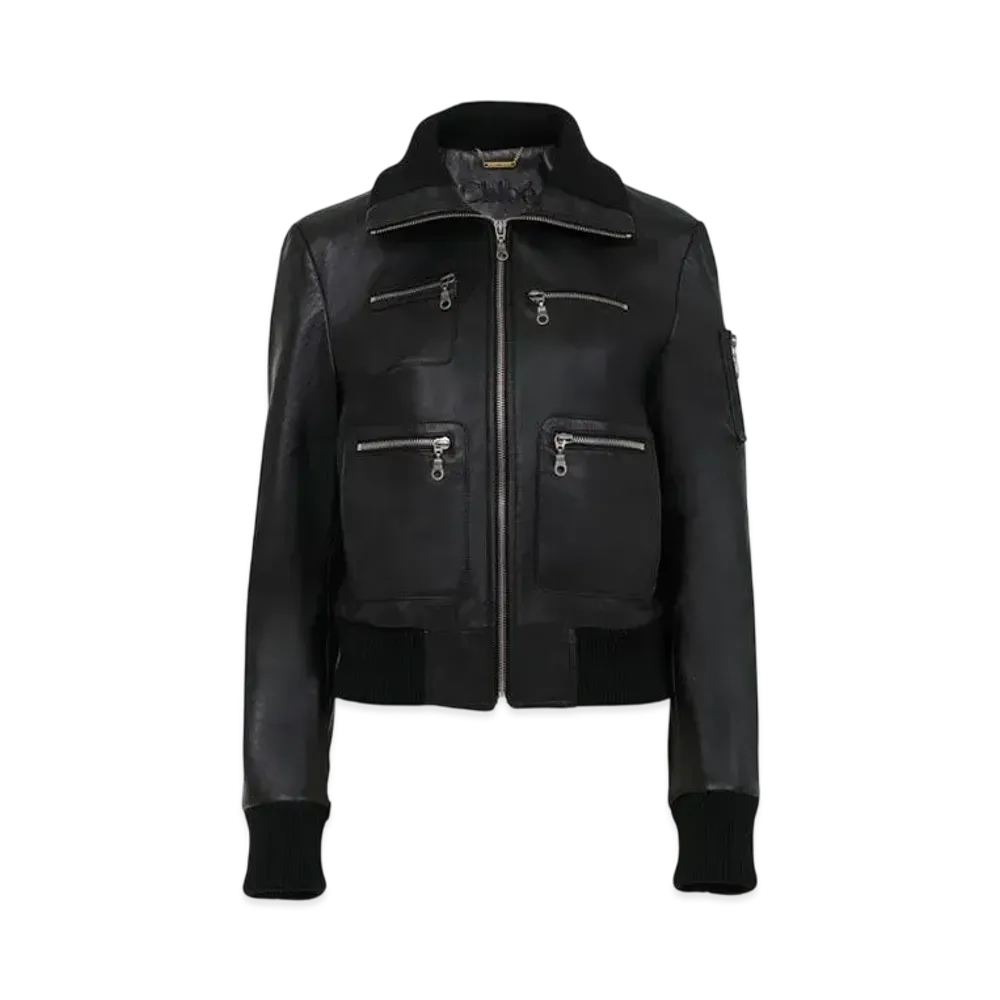 Chloe Short Blouson In Leather "Black"