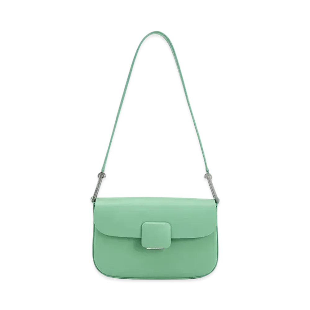 CHARLES & KEITH Core Square Push Lock Shoulder Bag "Green"