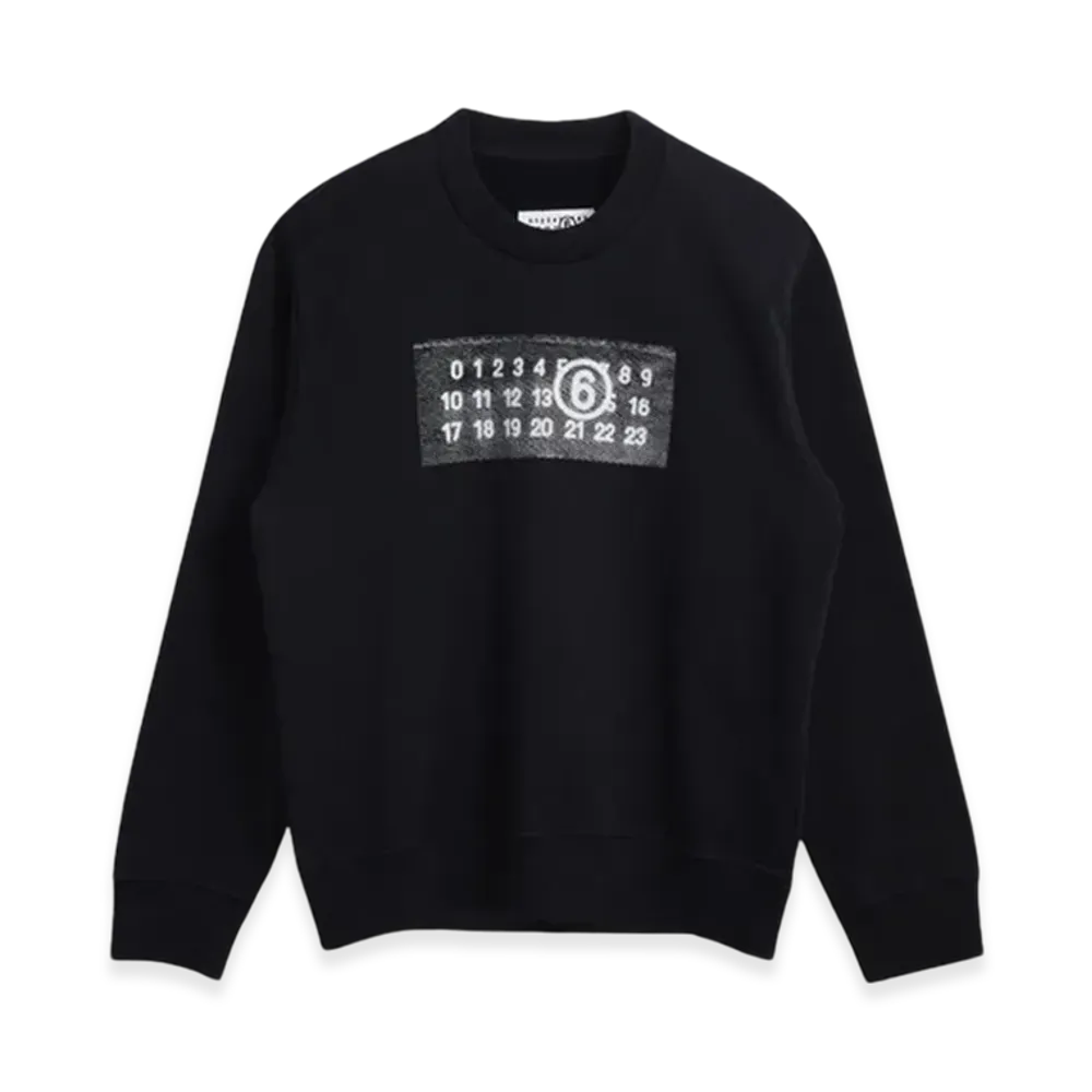 MM6 Maison Margiela Women's Numeric Logo Cotton Print Sweatshirt "Black"