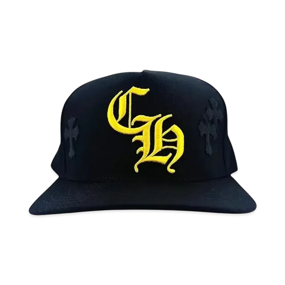 Chrome Hearts 5-Panel Cap With Cross Patch "Black/Yellow"
