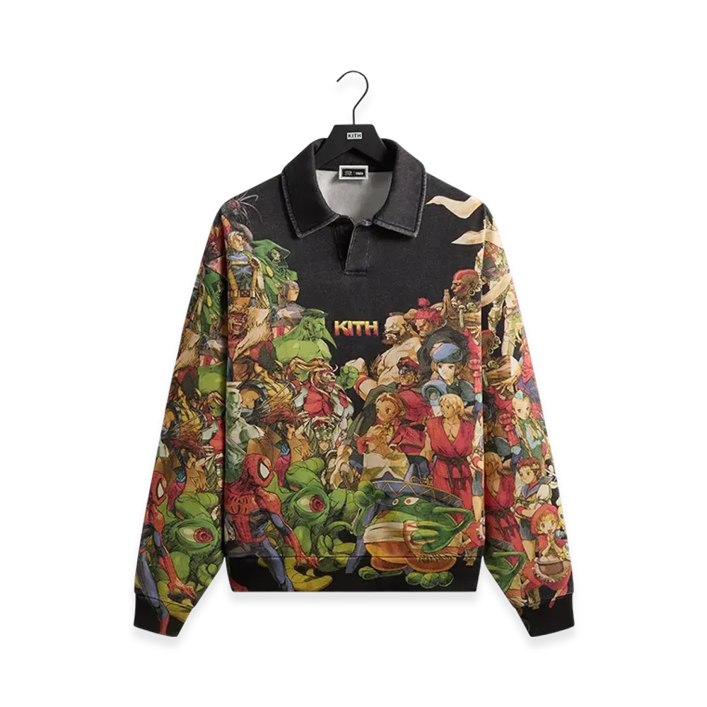 Kith x Marvel vs. Capcom Age of Heroes Nelson Fleece Rugby "Black"