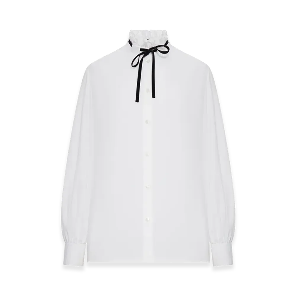 Valentino Women's Poplin Shirt With Ruffled Collar "White"