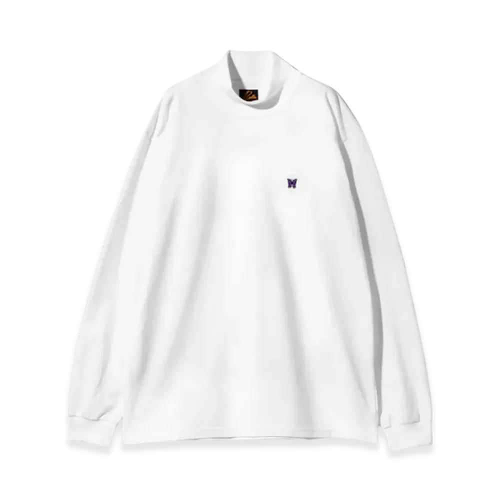 NEEDLES L/S Mock Neck Tee - Poly Jersey "White"