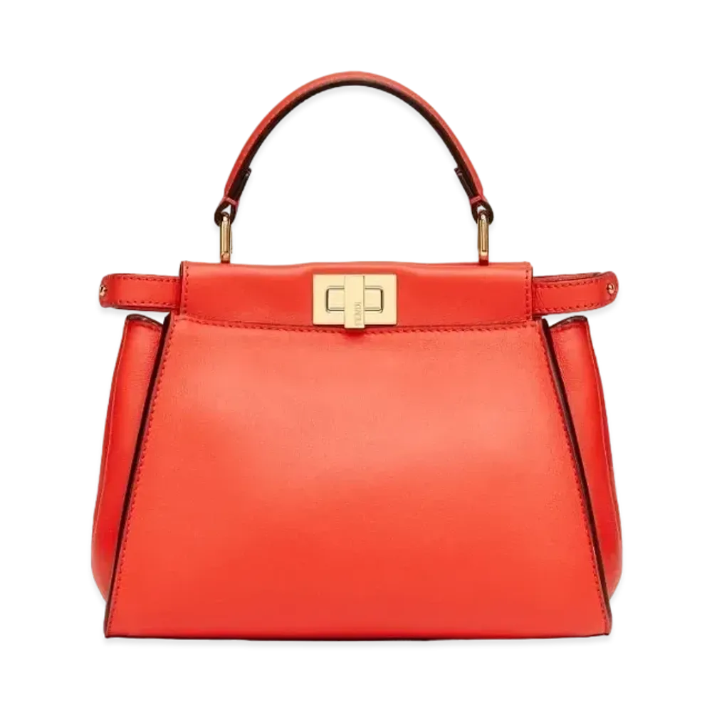 FENDI Peekaboo Mini Leather Bag "Red"