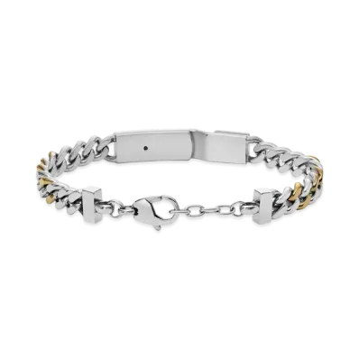 Diesel Dx1457 Two-Tone Stainless Steel Id Chain Bracelet "Silver"