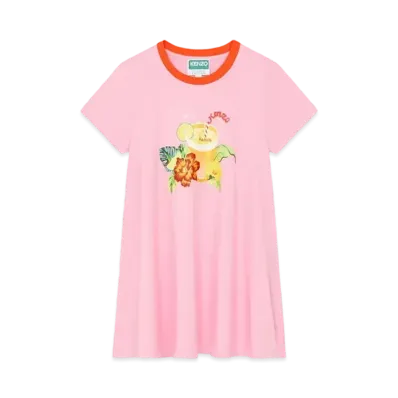 KENZO Cotton Short Sleeve Dress "Rose"