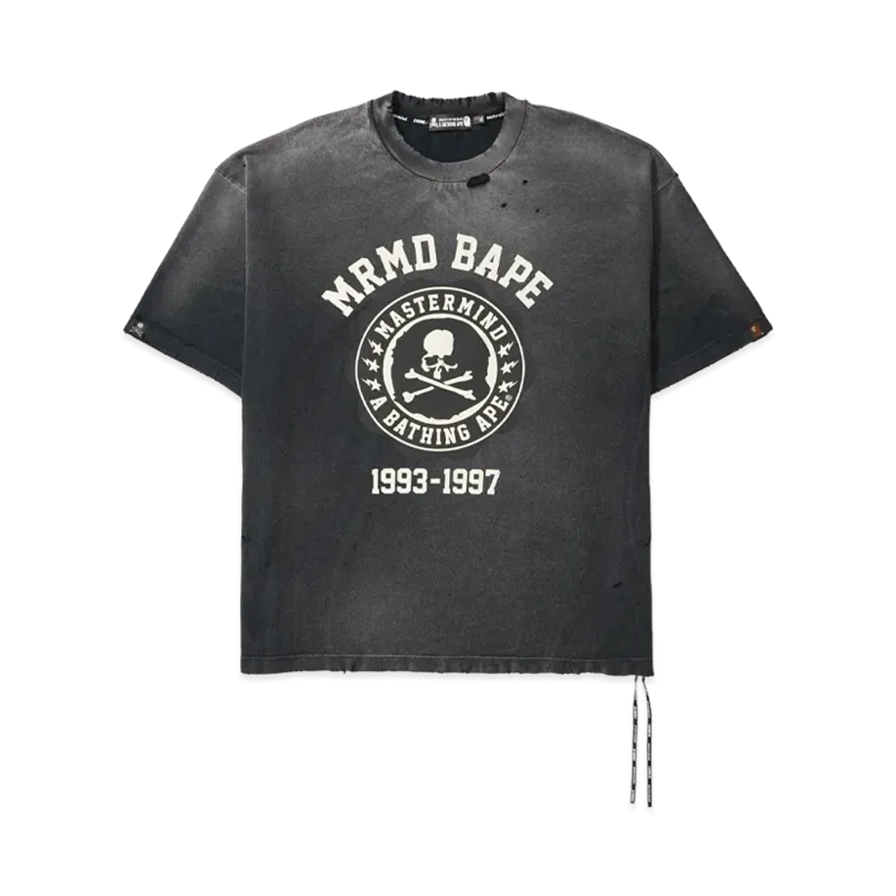 A BATHING APE x mastermind JAPAN Skull Vintage Effect Relaxed Fit Tee "Black"