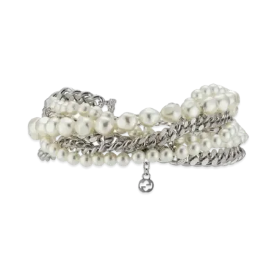 GUCCI Interlocking G Heart Choker Metal "Palladium"