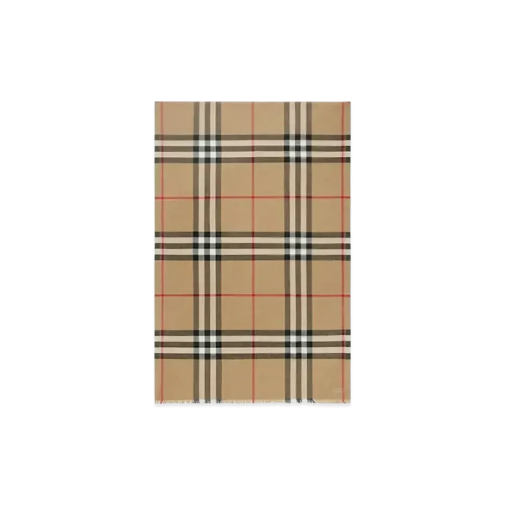 Burberry Check Wool Silk Scarf "Archive Beige"