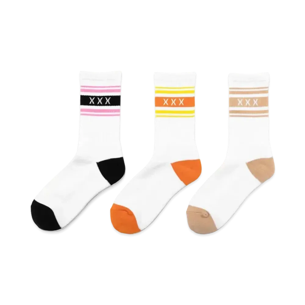 GOD SELECTION XXX Socks (3piece 1pack) GX-S23-SO-04 "Pink/Orange/Beige"