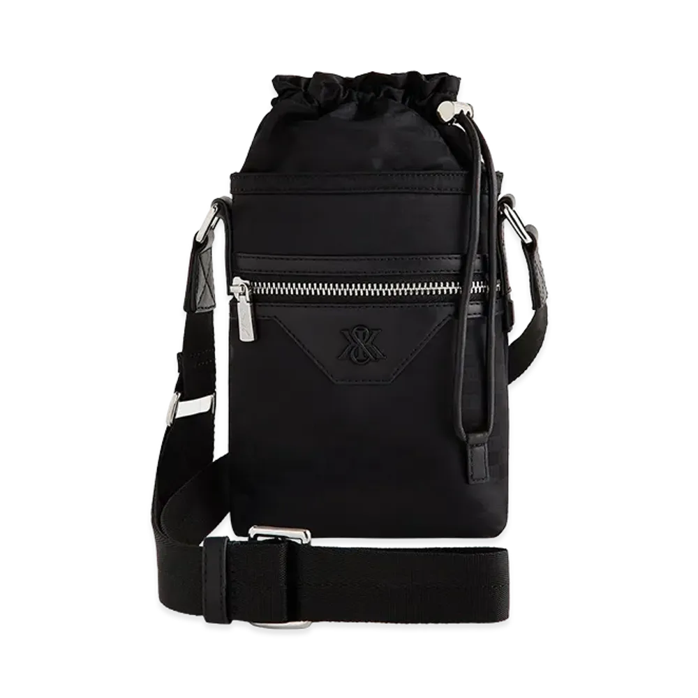Kith Monogram Nylon Jacquard Drawcord Crossbody "Black"