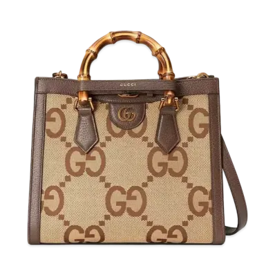 GUCCI Diana Jumbo GG Small Tote Bag "Camel/Ebony"