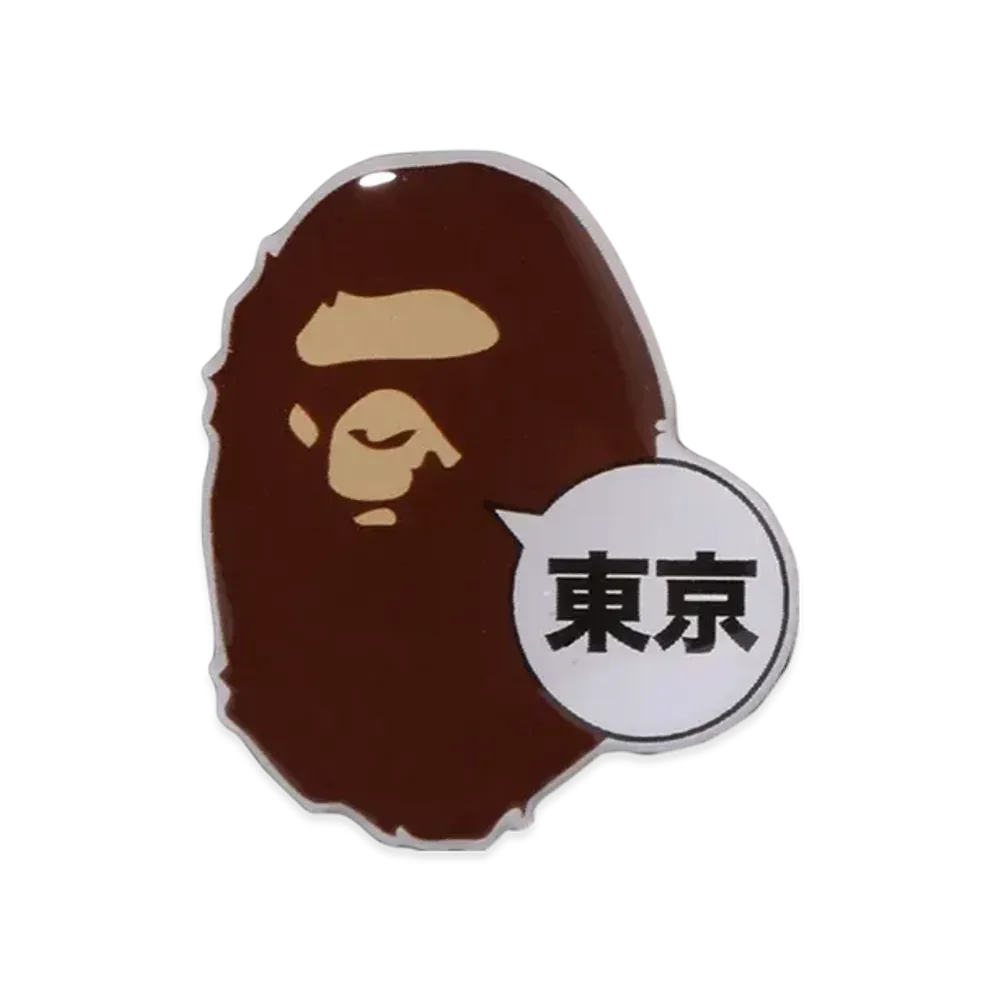 A BATHING APE Tokyo Ape Head Pins "Brown"
