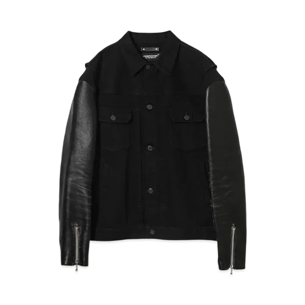 UNDERCOVER x MINEDENIM Leather Sleeve Denim Jacket "Black"