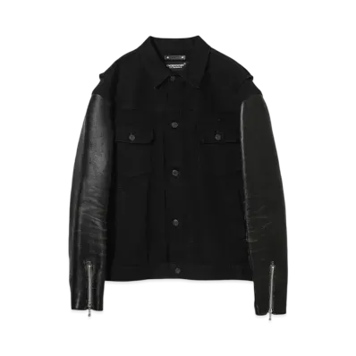 UNDERCOVER x MINEDENIM Leather Sleeve Denim Jacket "Black"