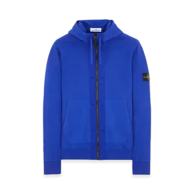 Stone Island 60477 Brushed Cotton Fleece Garment Dyed Full Zip Up Hooded Sweatshirt - 23FW "Ultramarine Blue"