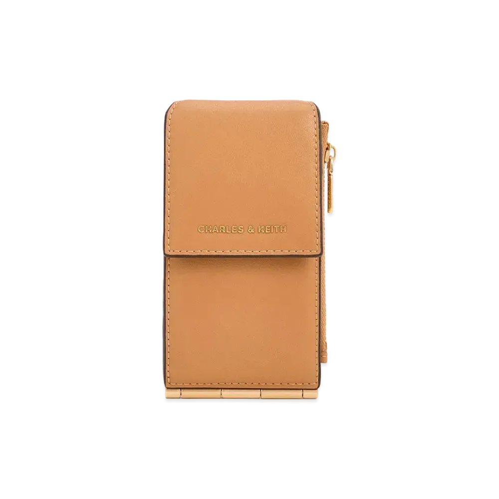 CHARLES & KEITH Carla Trifold Side Zip Card Holder "Toffee"