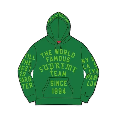 Supreme Team Flocked Hooded Sweatshirt "Green"