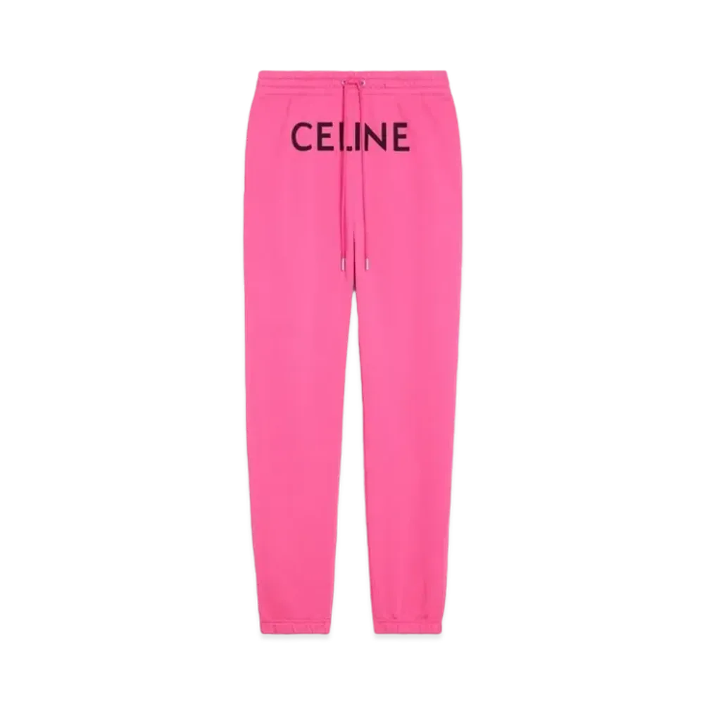 CELINE Track Pants In Cotton Fleece "Cranberry Pink/Black"