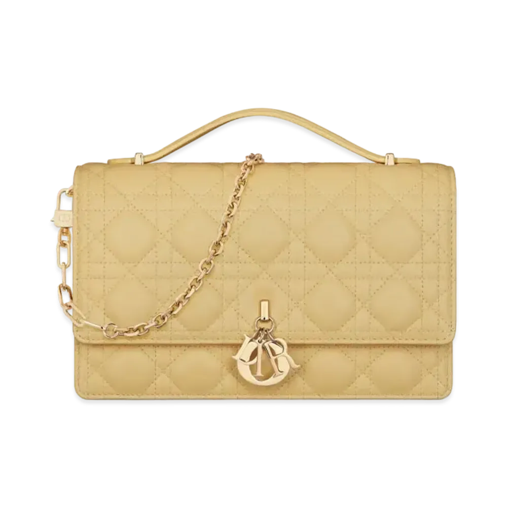 Dior Miss Dior Top Handle Bag Cannage Lambskin "Pastel Yellow"
