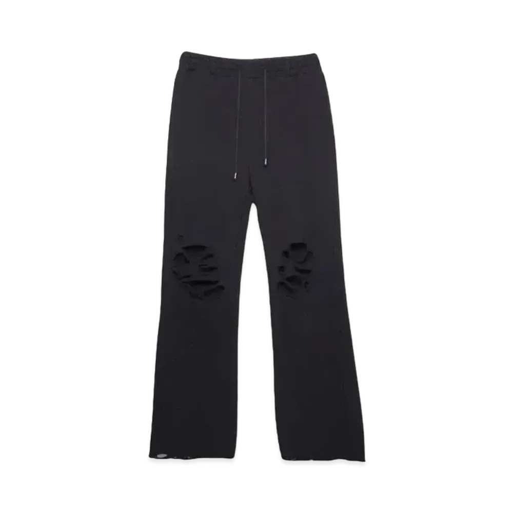 el conductorH DISTRESSED COTTON JERSEY TROUSERS "BLACK"