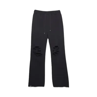 el conductorH DISTRESSED COTTON JERSEY TROUSERS "BLACK"