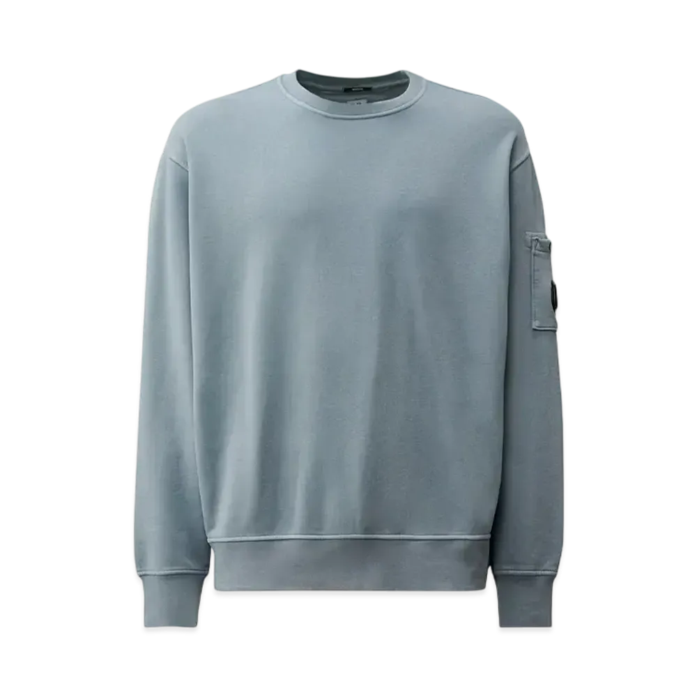 C.P Company Brushed and Emerized Diagonal Fleece Lens Crew Neck Sweatshirt "Flint Stone"