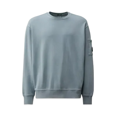 C.P Company Brushed and Emerized Diagonal Fleece Lens Crew Neck Sweatshirt "Flint Stone"