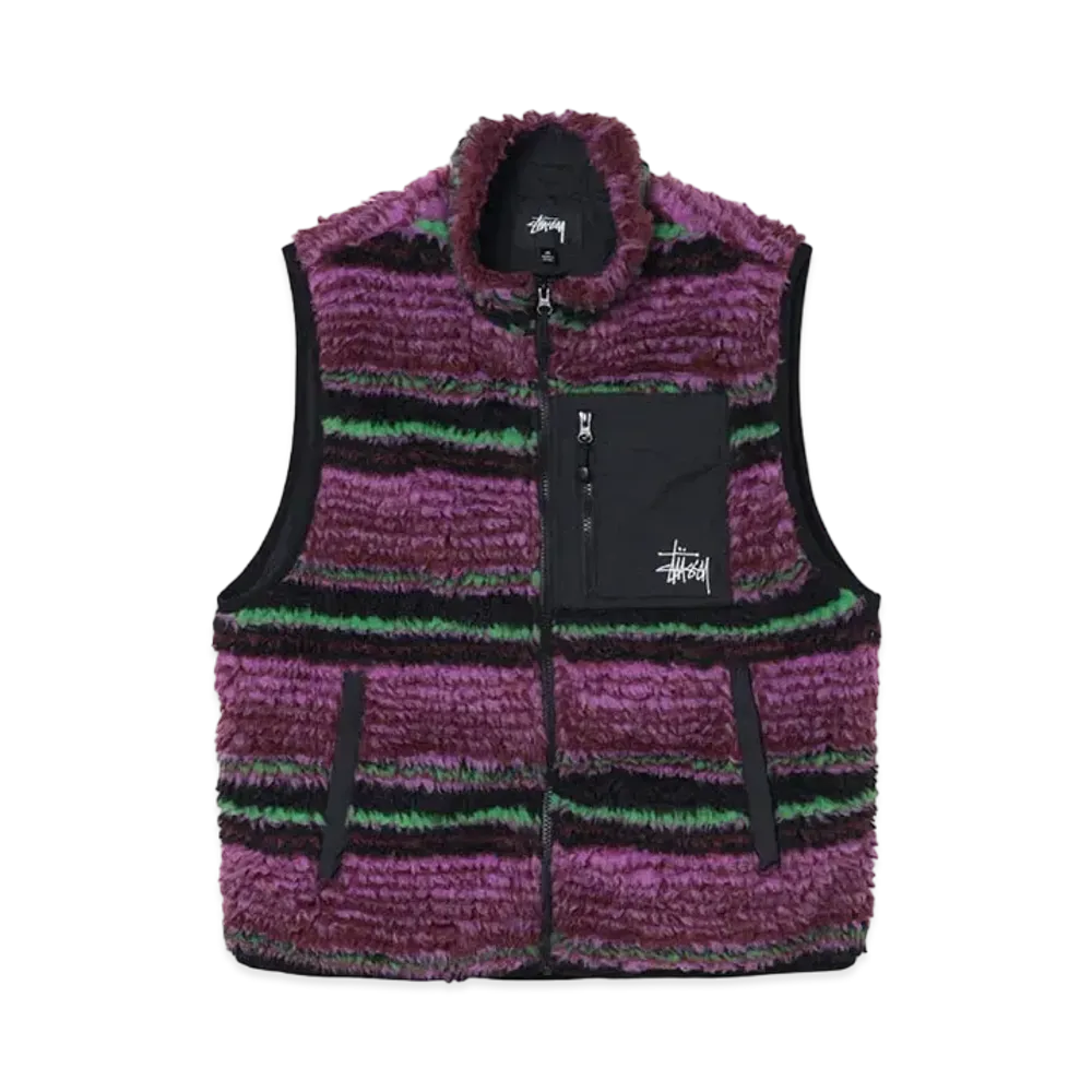 Stussy STRIPED SHERPA VEST "Grape"