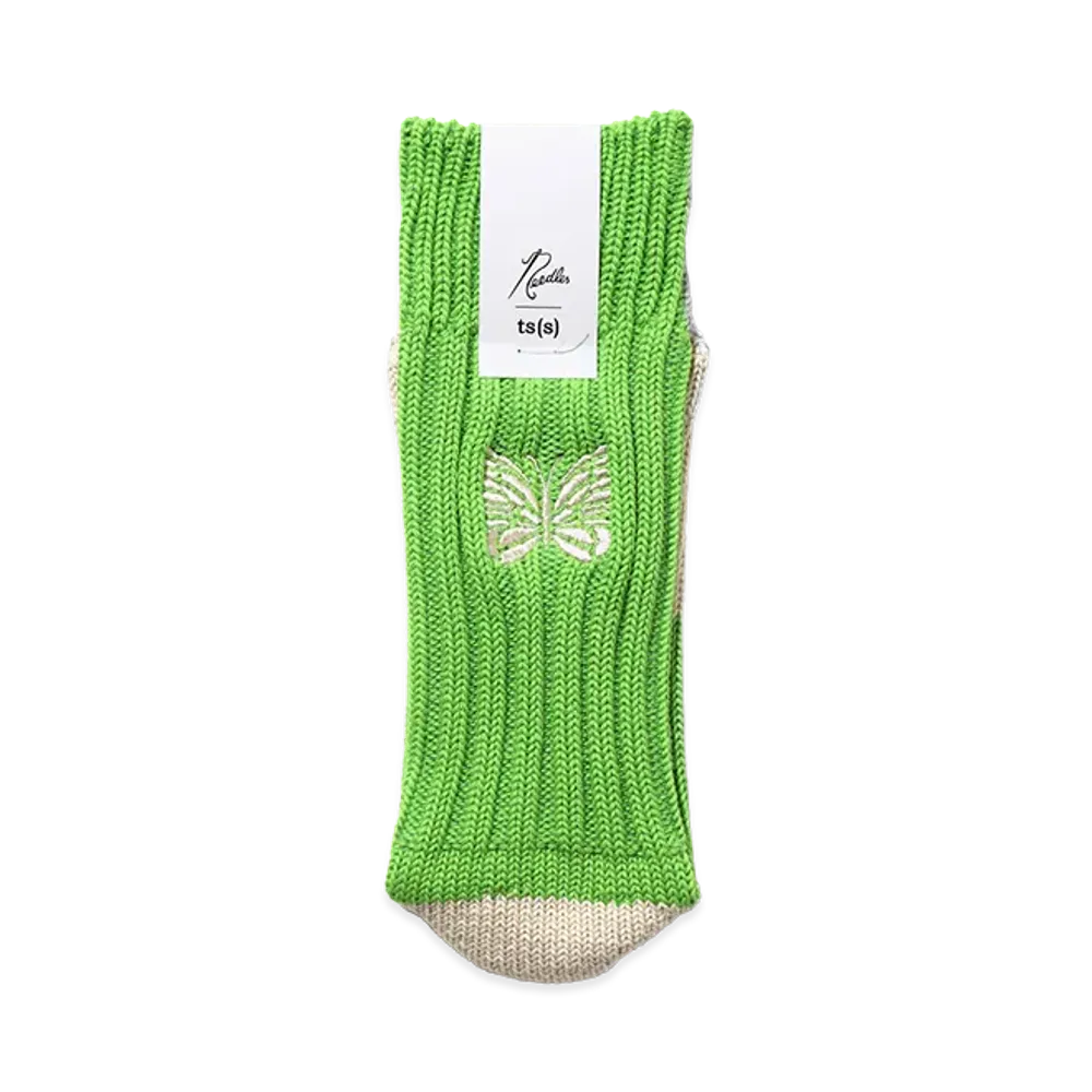 NEEDLES x ts(s) Unpaired Cotton Rib Sock "Green"