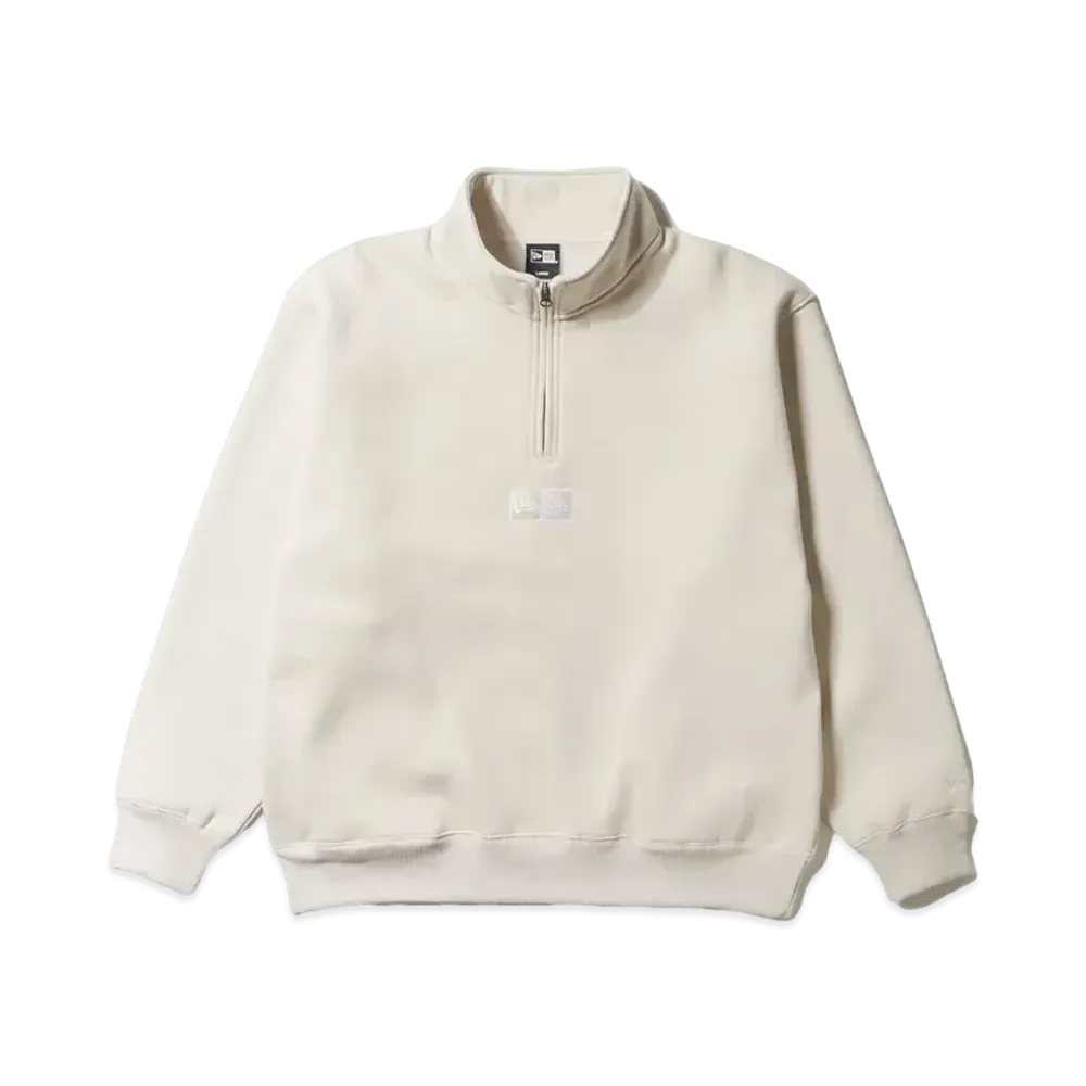 NEW ERA Fleece Oversized Sweat Half Zip Box Logo "Stone"